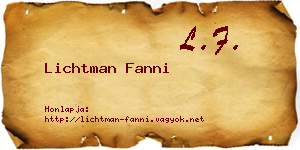 Lichtman Fanni névjegykártya